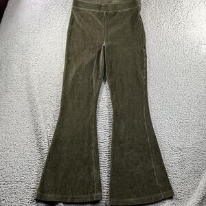 Aerie Olive Green Ribbed Corduroy Flare Leggings High Waisted Large FITS 32x32